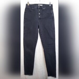 Madewell jeans Hi rise button fly skinny size 27 distressed street wear Black